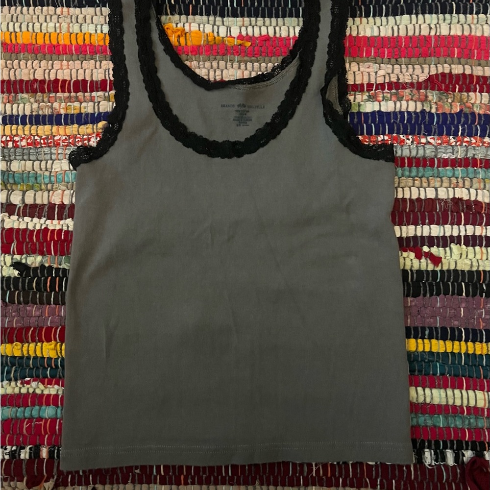 Brandy Melville Fitted Ribbed Gray Tank Top
